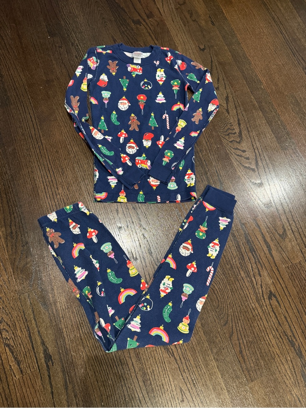 Hanna Andersson Navy Blue Holiday Christmas Pajama Set size 150 12 Kids Unisex